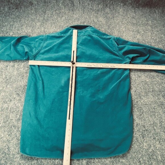 Vintage LL‎ Bean Shirt Mens 17 Tall Aqua Chamois Flannel Distressed USA Camping - Picture 9 of 13